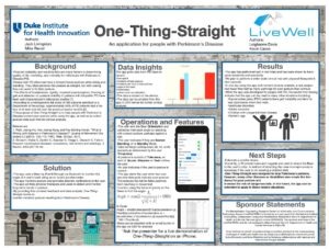 poster showing the background, features and results of the One Thing Straight app