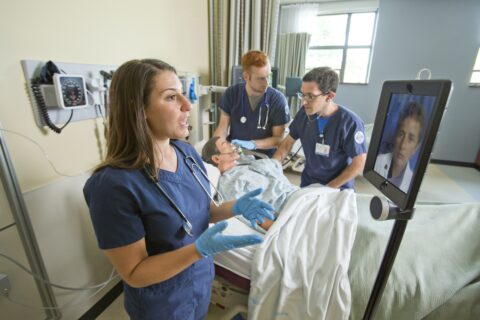 nurse speaking with a physician over the Internet using a iPad