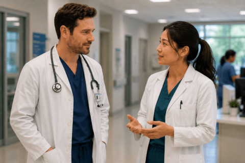 two doctors talking in the er