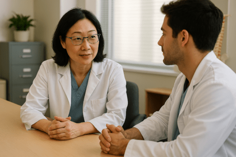 faculty member mentoring trainee